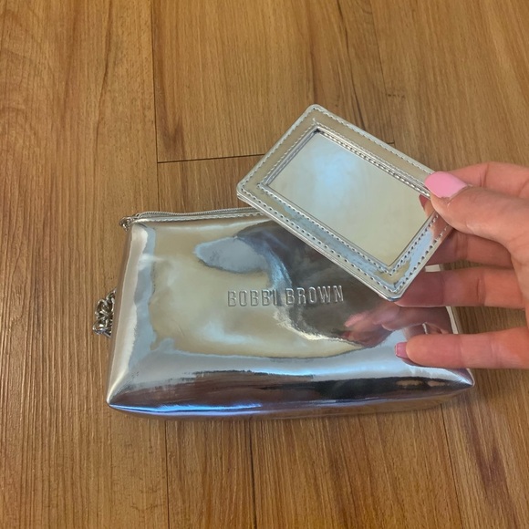 Bobbi Brown Silver Cosmetic Case Wristlet with Mirror - Picture 2 of 6